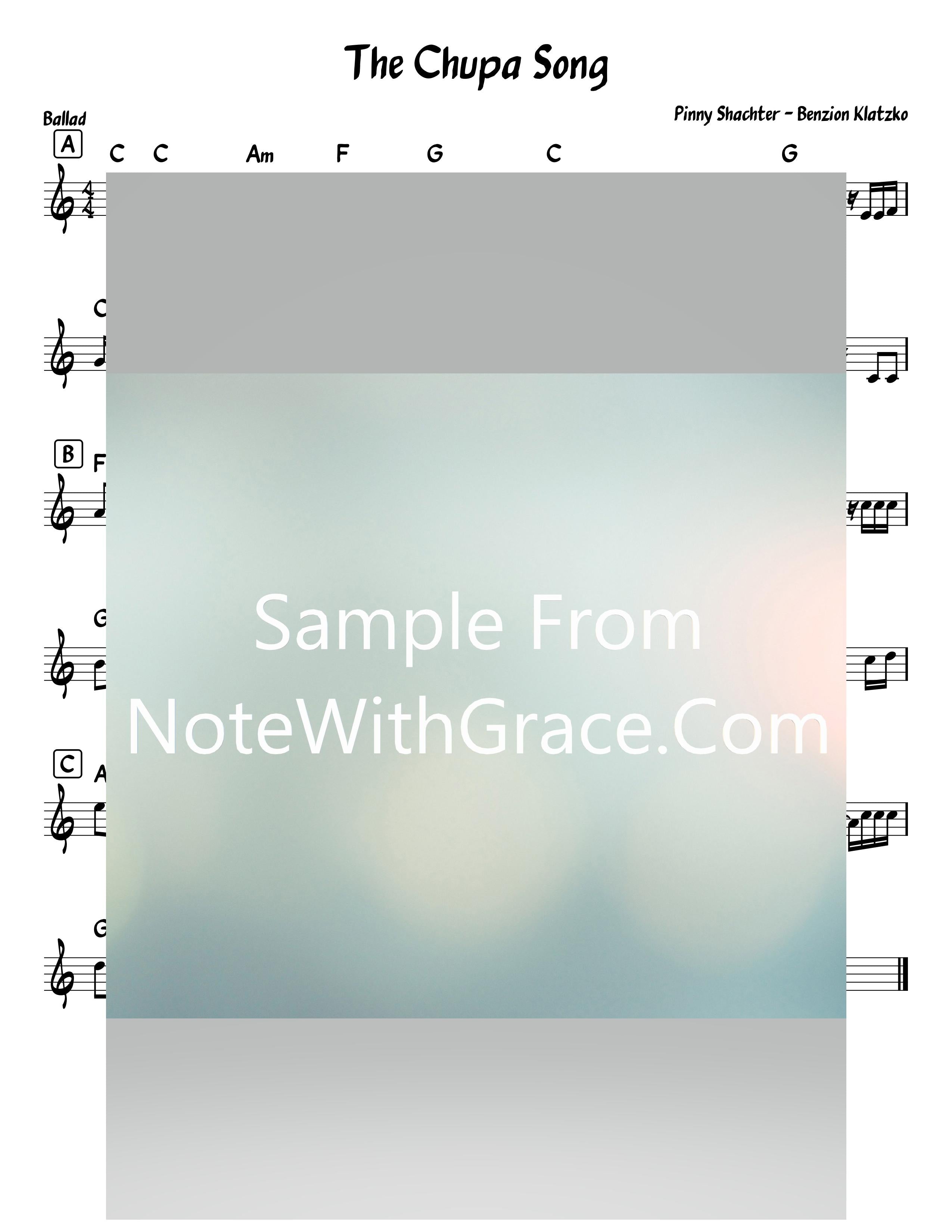 The Chuppah Song Lead Sheet (Pinny Schachter - Benzion Klatzko) Official Music Video-Sheet music-NoteWithGrace.com