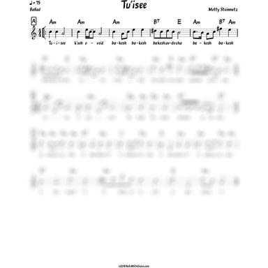 Tu'isee Lead Sheet (Motty Steinmetz) Skulen-Sheet music-NoteWithGrace.com