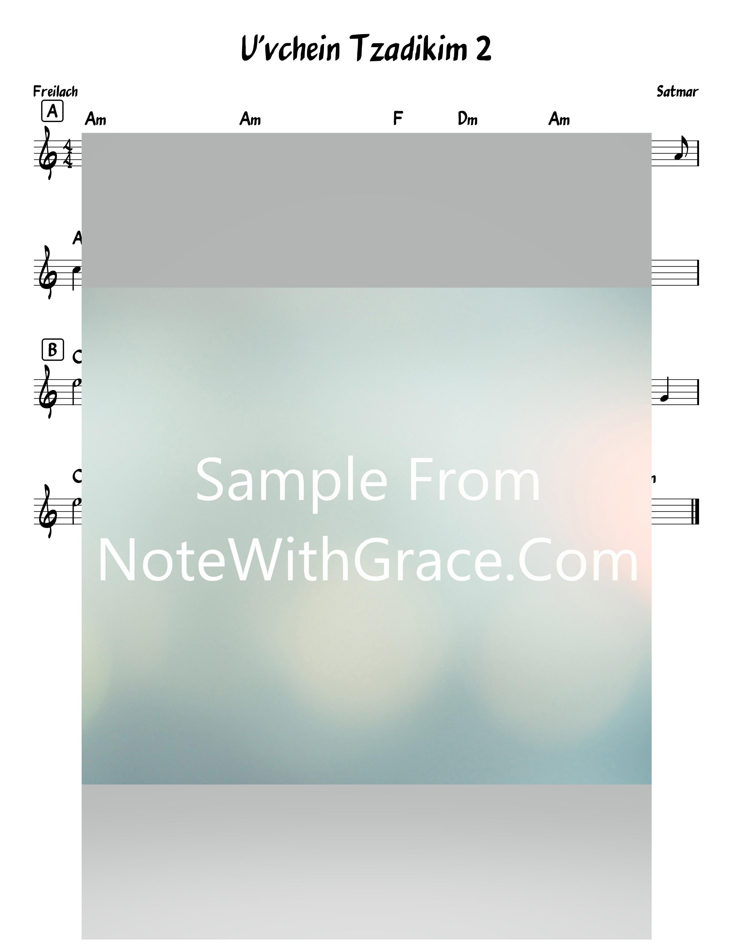 Uv'chein Tzadikim 2 Lead Sheet (Satmar)-Sheet music-NoteWithGrace.com