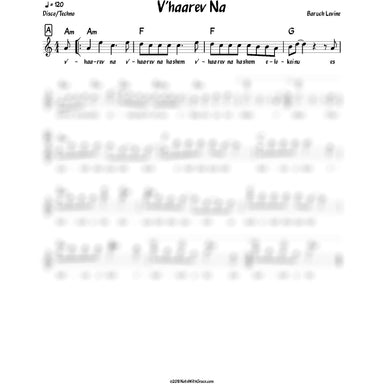 New V'haarev Na Lead Sheet (Benny Friedman/Boruch Levine) V'haarev Na 2018-Sheet music-NoteWithGrace.com