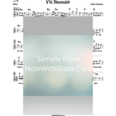 V'hi Sheomdoh Lead Sheet (Yaakov Schwekey) Album: Live In Caesaria 1-Sheet music-NoteWithGrace.com