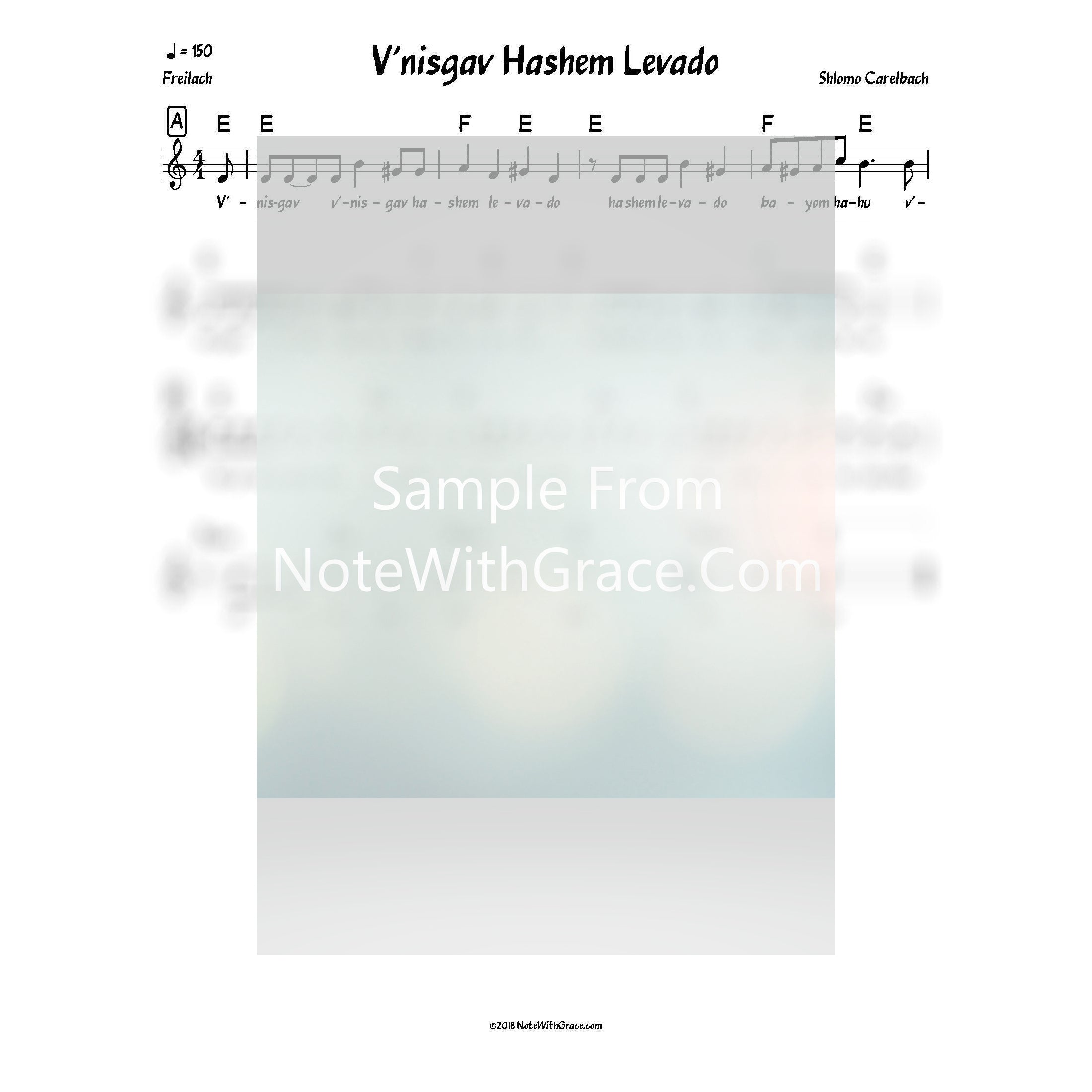 V'nisgav Hashem Levado Lead Sheet (Shlomo Carlbach)-Sheet music-NoteWithGrace.com