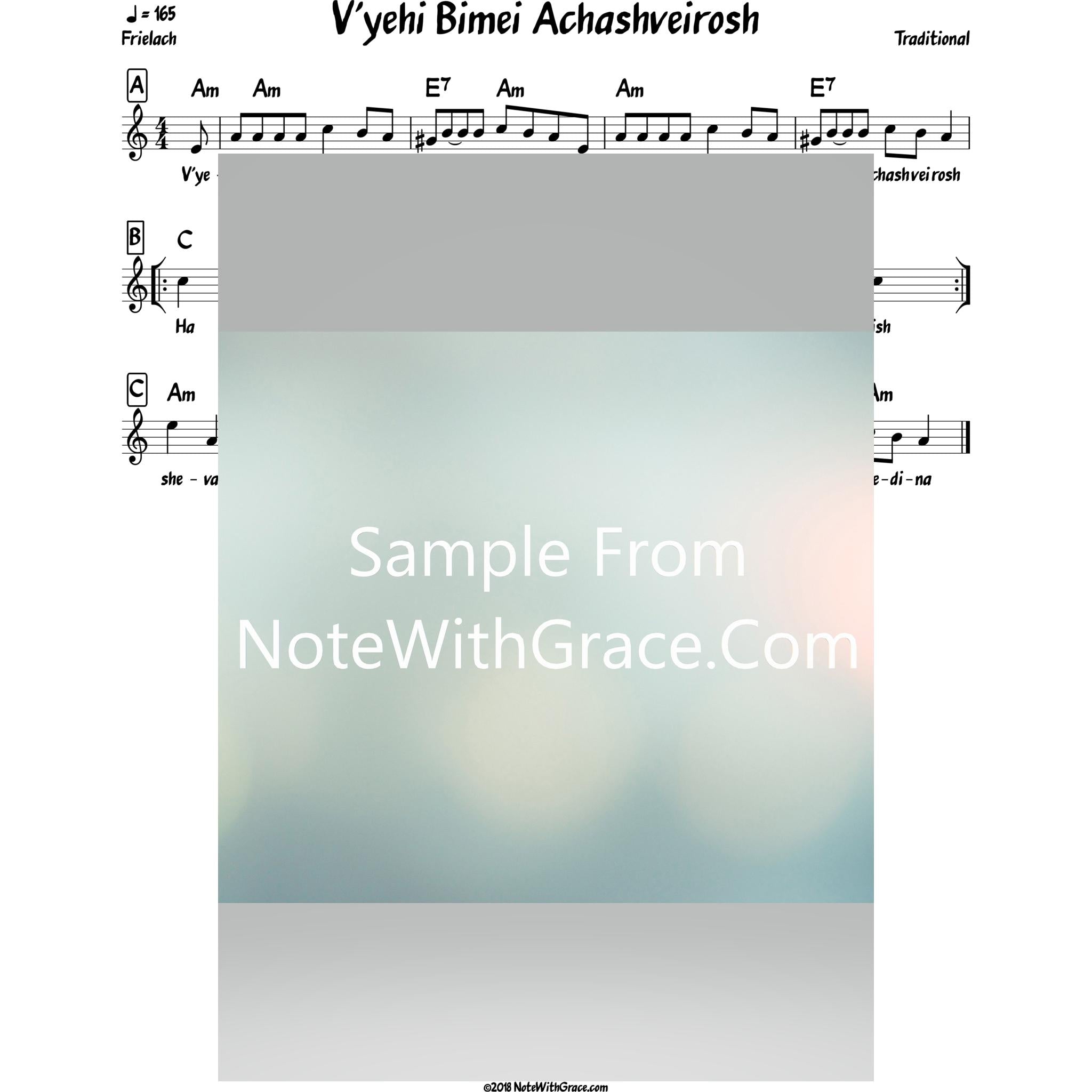 Purim Bundle Lead Sheets (Mixed Collections)-Sheet music-NoteWithGrace.com