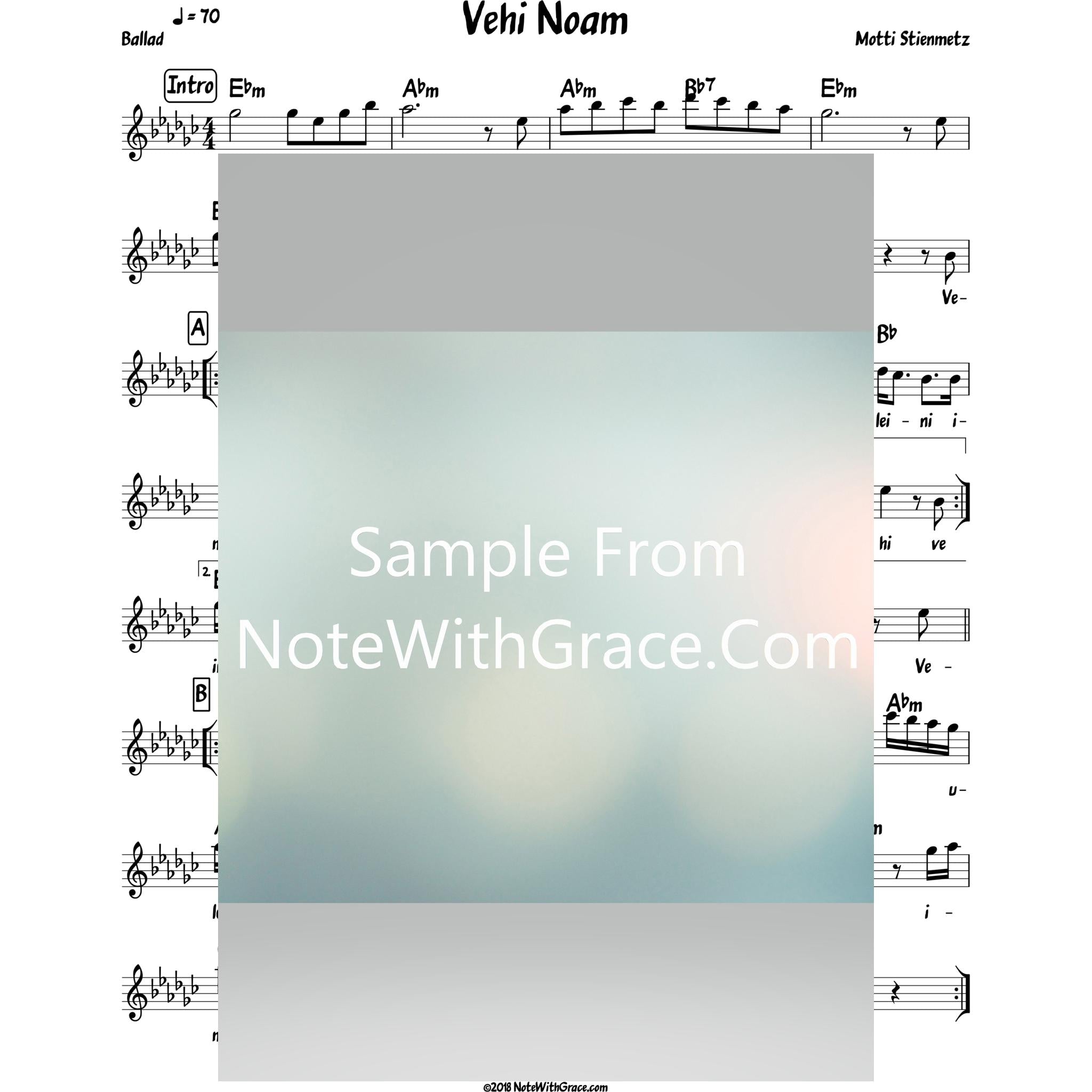 Vehi Noam Lead Sheet (Motty Steinmetz) Album: Haneshama Bekirbi-Sheet music-NoteWithGrace.com