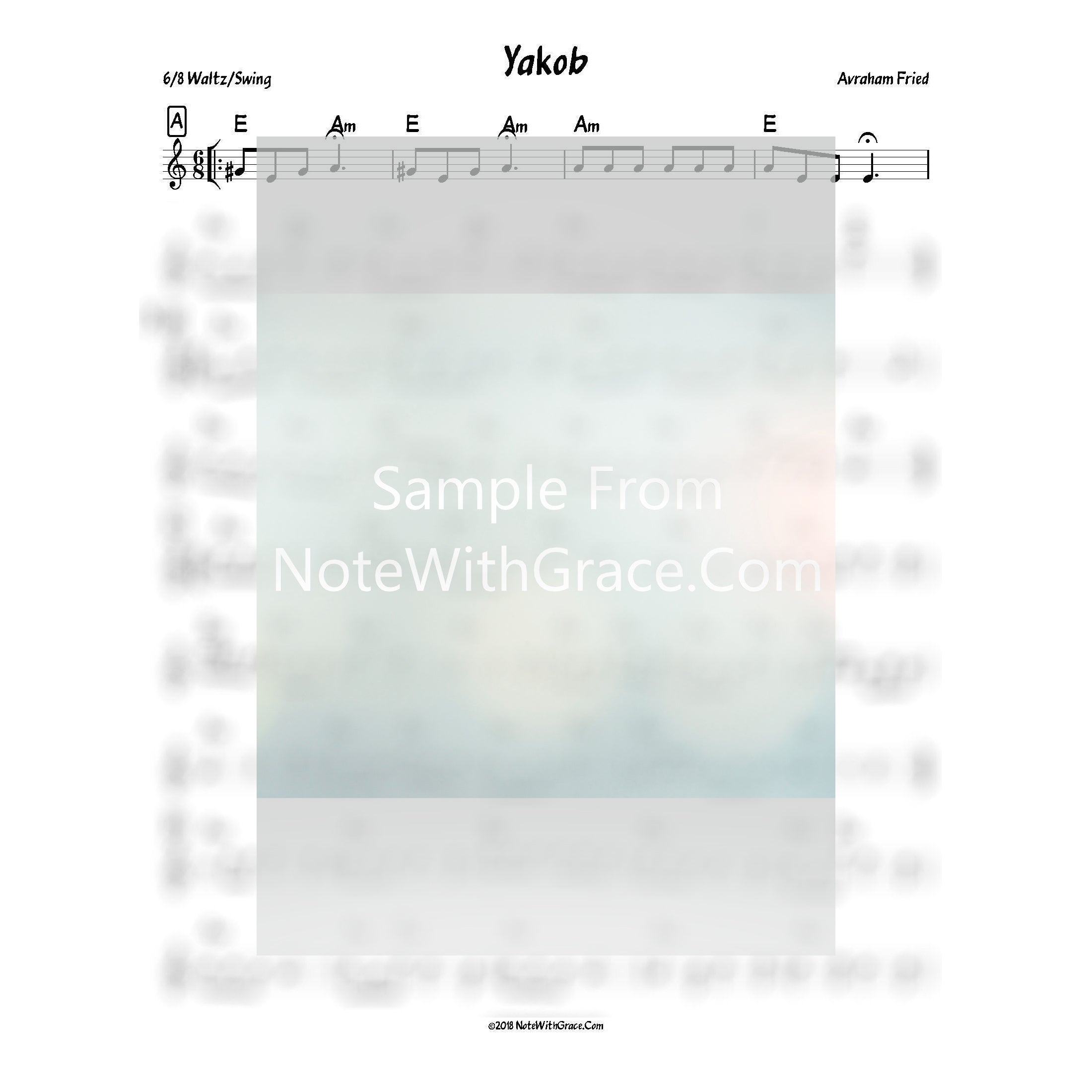 Yakob Lead Sheet (Avrohom Fried) Album: Yiddish Gems Vol. 1 2010-Sheet music-NoteWithGrace.com