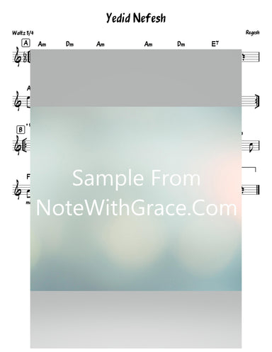 Yedid Nefesh Lead Sheet (Regesh) Album: Regesh 03 – Shabbos-Sheet music-NoteWithGrace.com