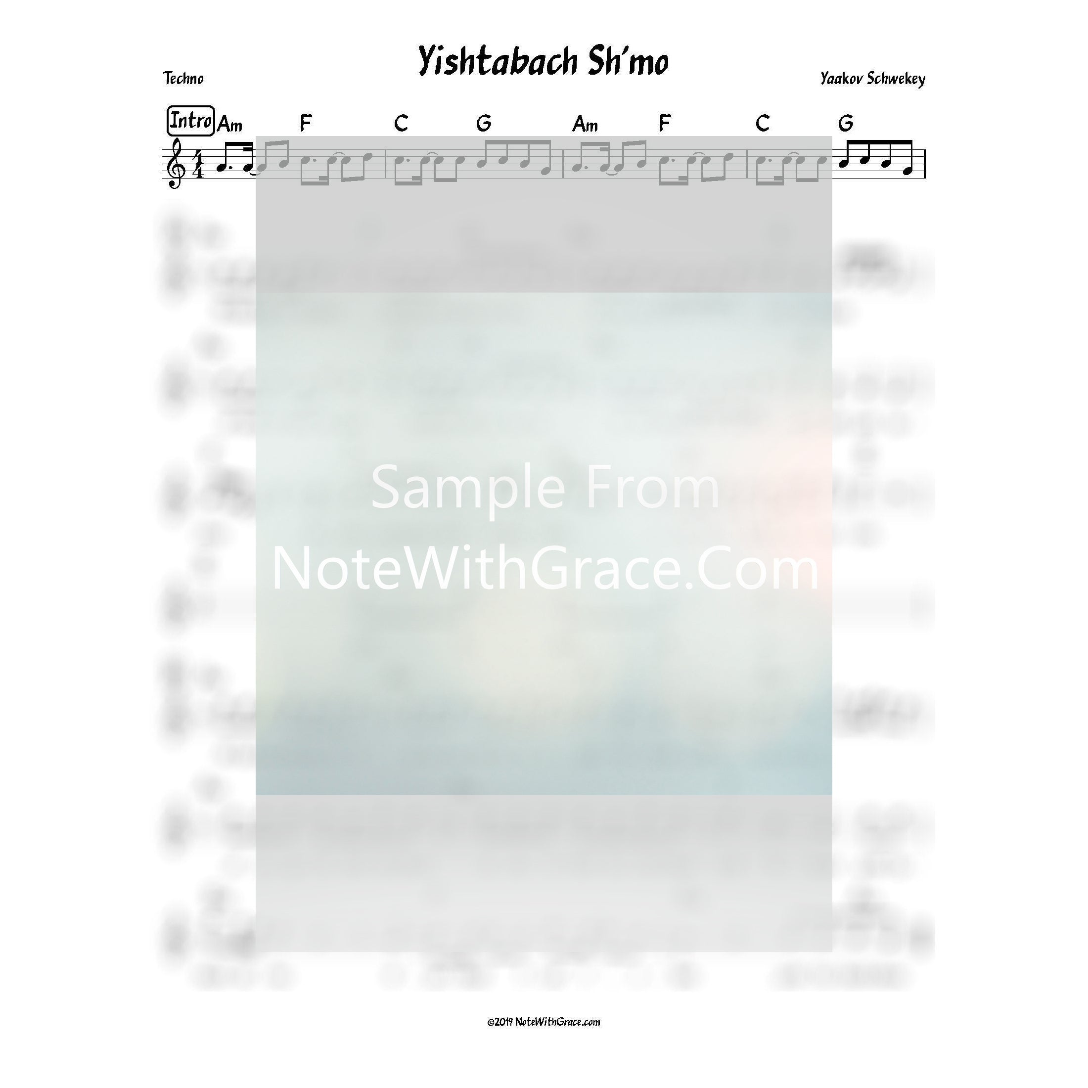 Yishtabach Shemo Lead Sheet (Yaakov Schwekey) Album: Musica-Sheet music-NoteWithGrace.com