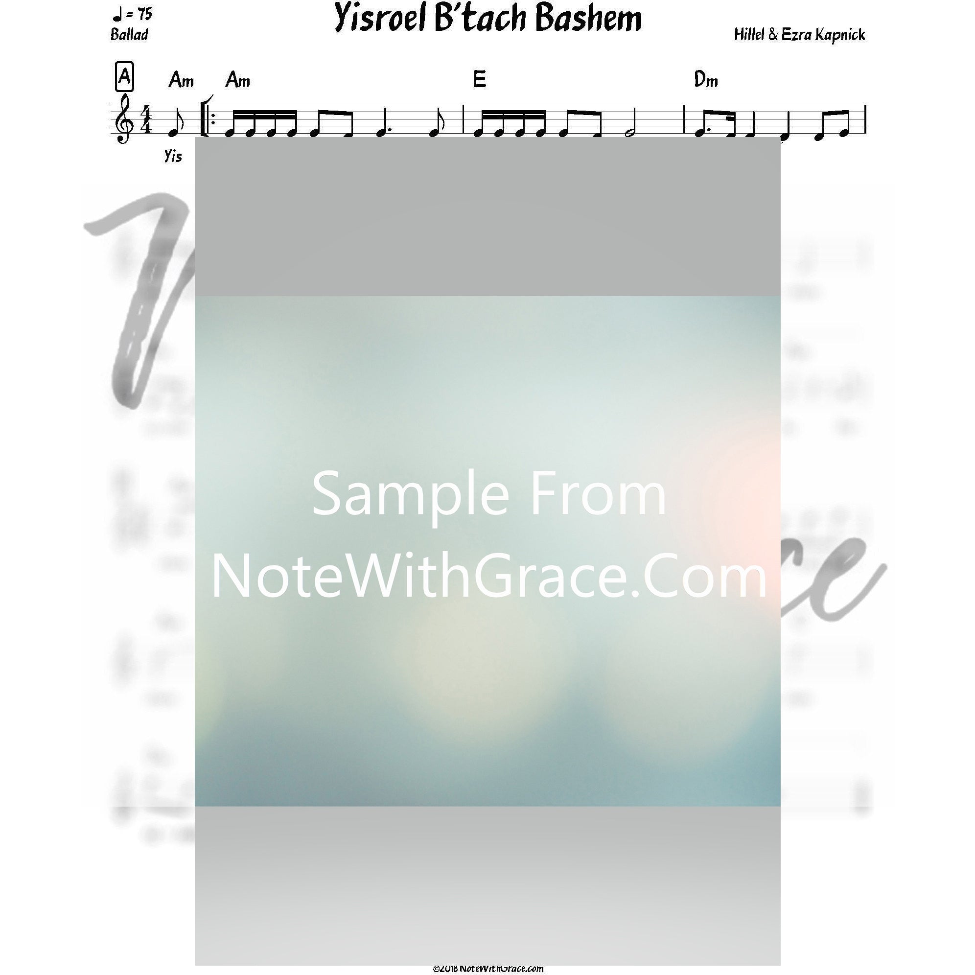 Yisroel B'tach Bashem Lead Sheet (Hillel & Ezra Kapnick)-Sheet music-NoteWithGrace.com