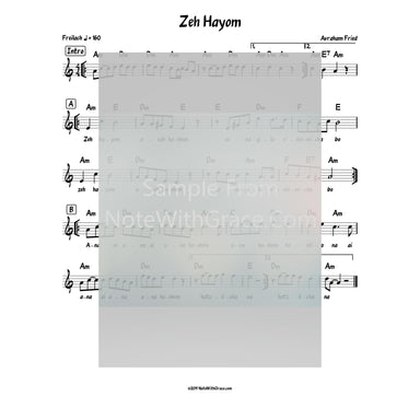 Zeh Hayom Lead Sheet (Avraham Fried) Album: Shtar Hatnaim 2010-Sheet music-NoteWithGrace.com